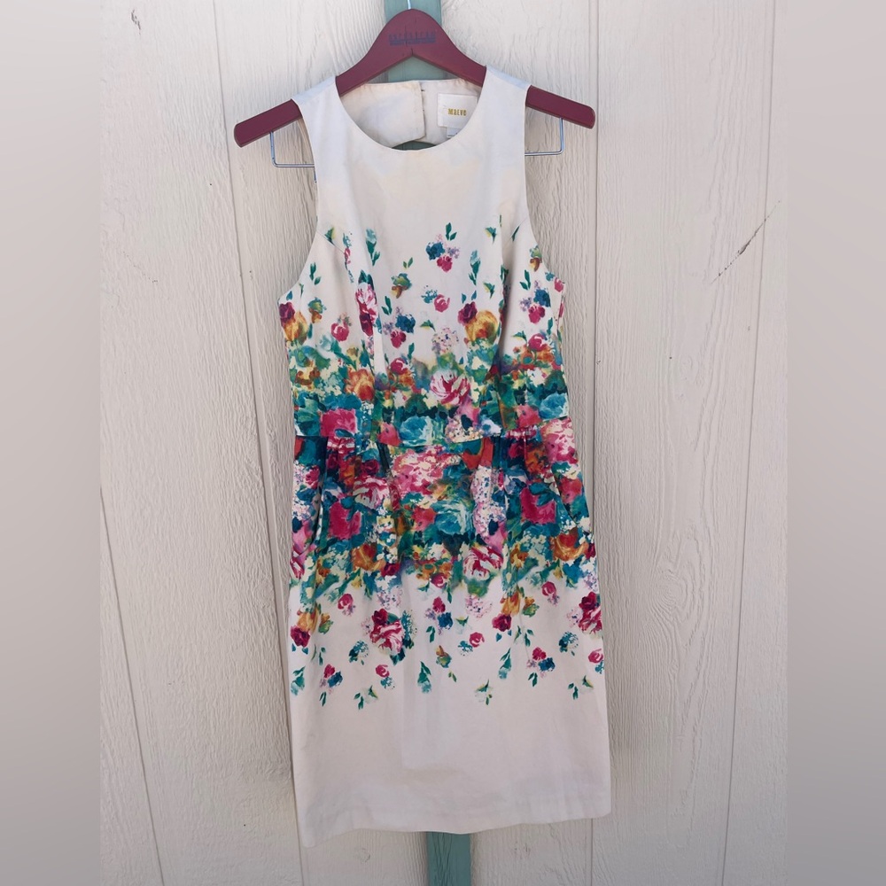 Anthropologie Maeve Tea Garden Dress Wedding Party Floral Watercolor Size 4